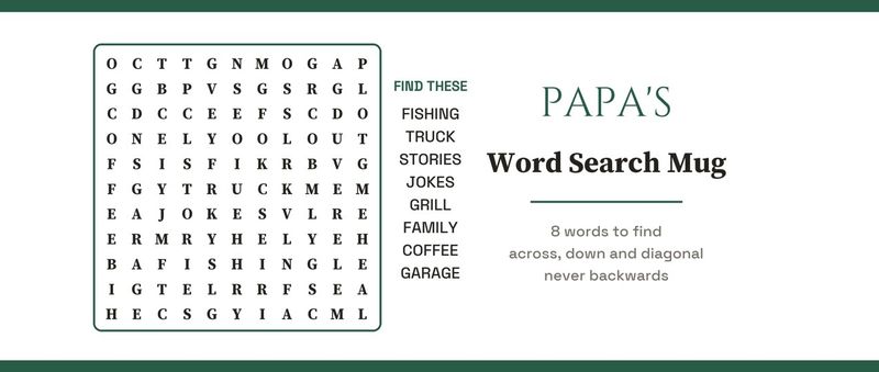 Papa's Word Search Mug with a Real Puzzle, Personalized: Design