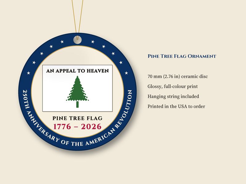 Pine Tree Flag Ornament: An Appeal to Heaven Ceramic Christmas Keepsake: Details