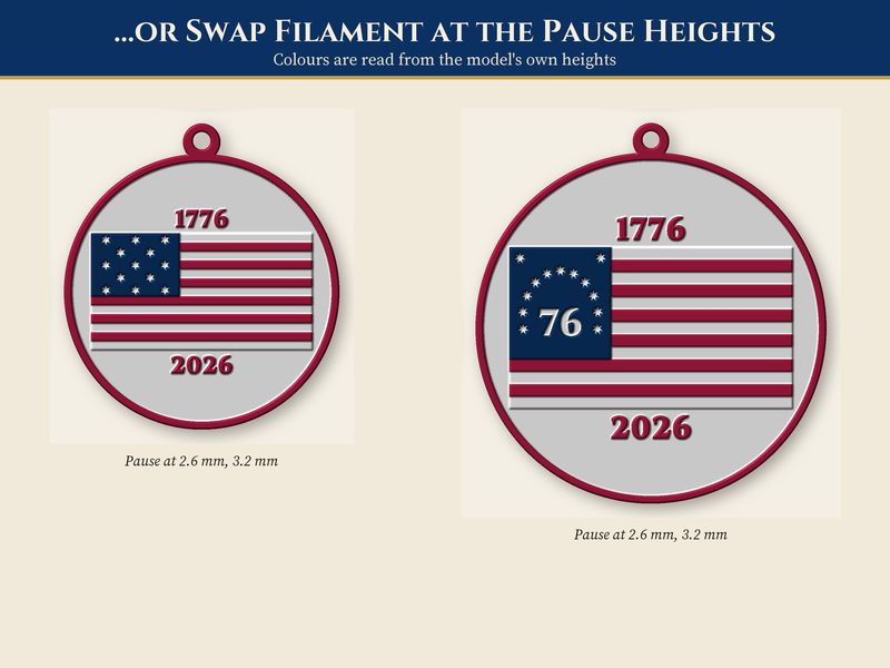 Revolutionary War Flag Ornament STL Files: 13 Star Christmas Ornaments to 3D Print: Multicolour