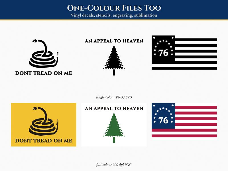 13 Revolutionary War Flags SVG Bundle: Layered Laser & Cricut Files: One colour