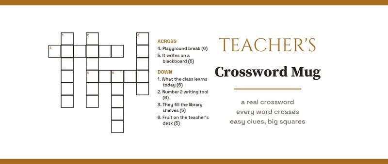 Teacher's Crossword Mug with a Real Mini Crossword, Personalized: Design