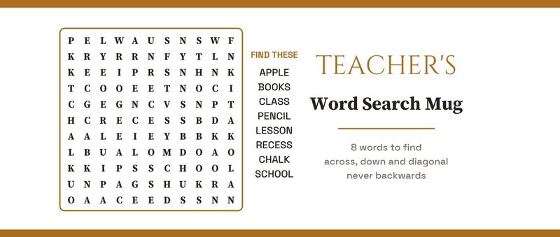 Teacher's Word Search Mug with a Real Puzzle, Personalized: Design