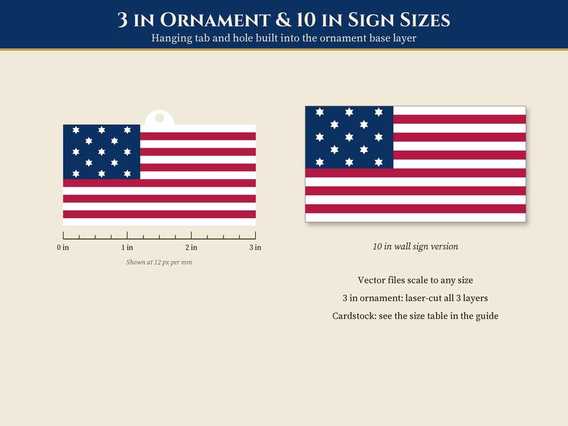 13 Star Flag SVG: Betsy Ross & Hopkinson Flag Layered Cut Files: Sizes