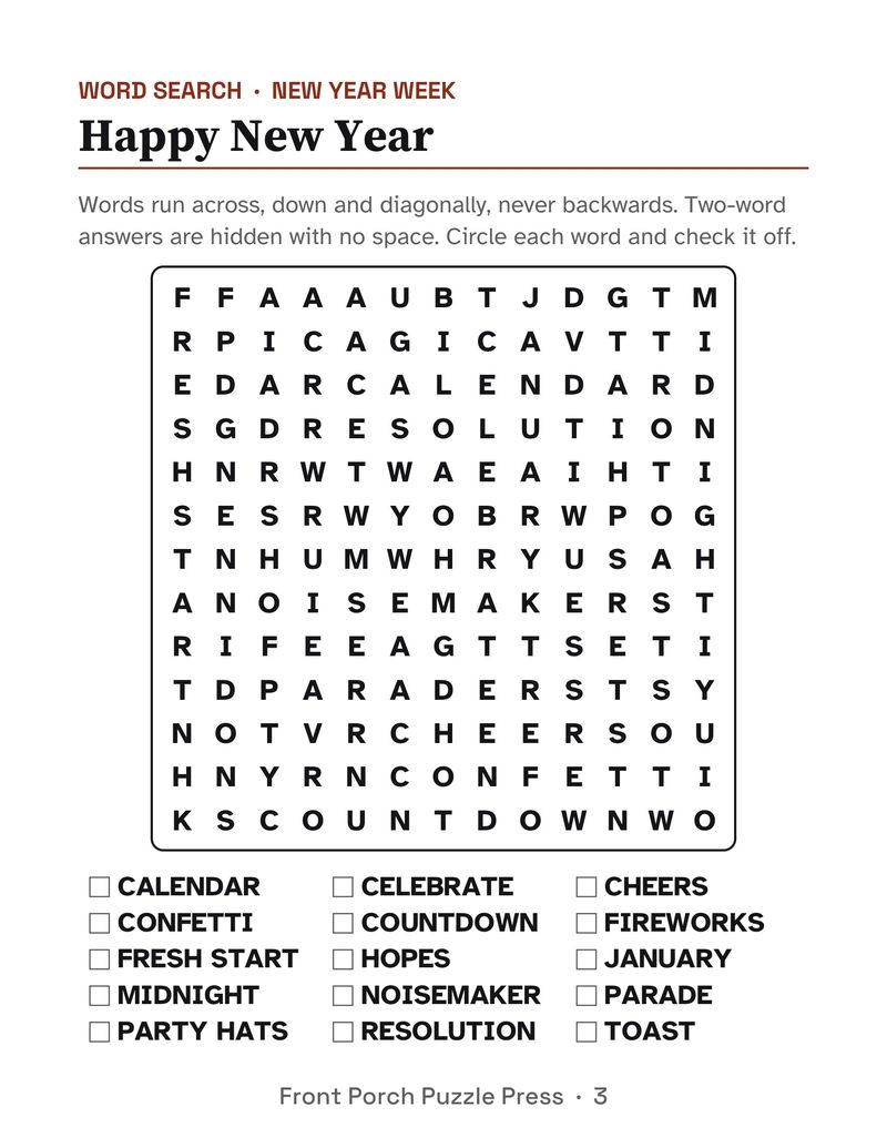 Winter Activities for Seniors Bundle: January, February and March Large Print Activity Packets: 2027 01 wordsearch