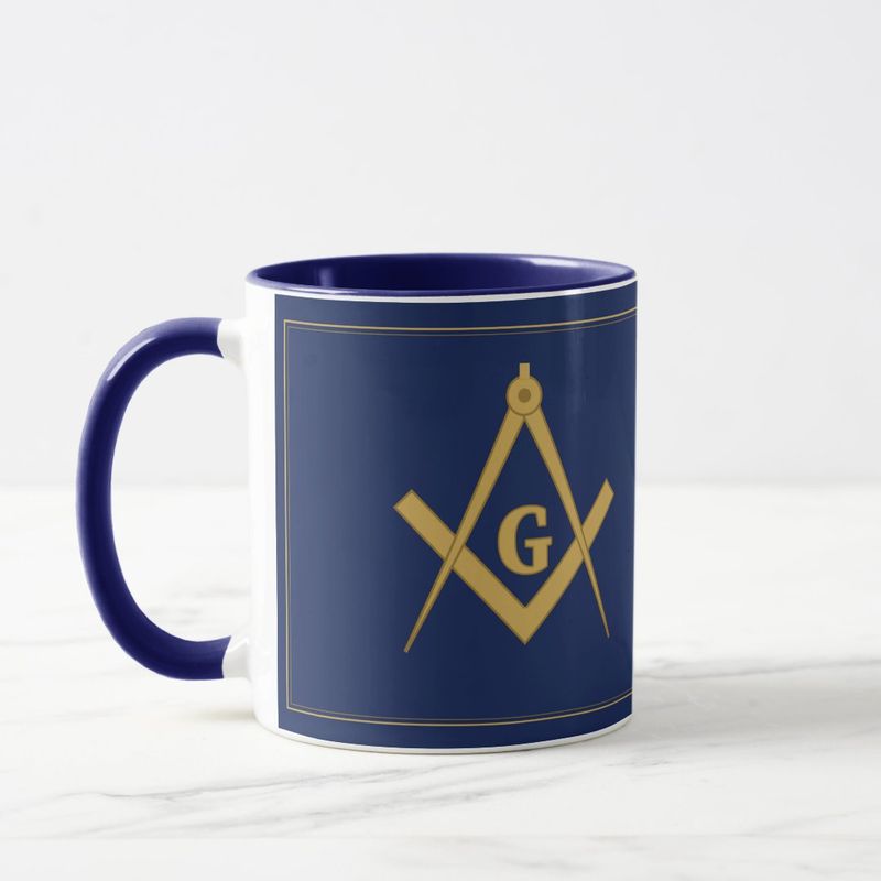 Worshipful Master 2026 Mug, Personalized with Name and Lodge: Square and compasses side