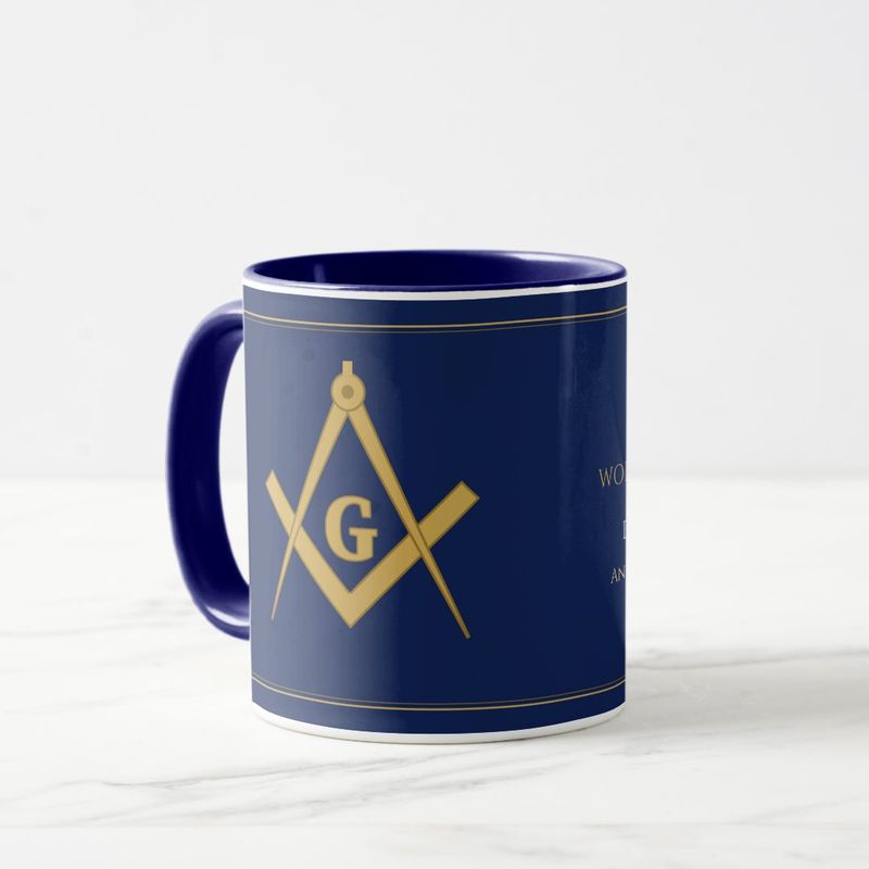 Worshipful Master 2026 Mug, Personalized with Name and Lodge: Handle left view