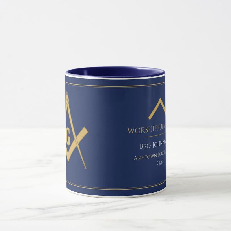 Worshipful Master 2026 Mug, Personalized with Name and Lodge: Side view