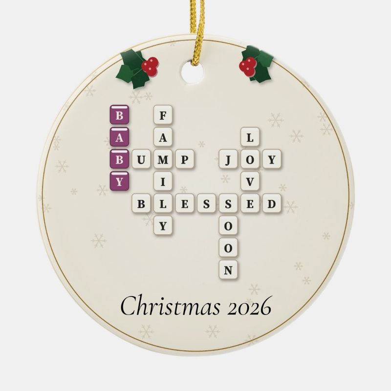 Baby on the Way Crossword Ornament, Personalized with the Year or a Name