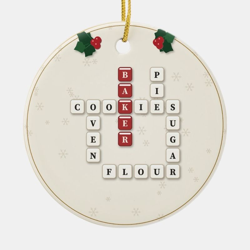 Baker Crossword Ornament, Personalized with the Year or a Name