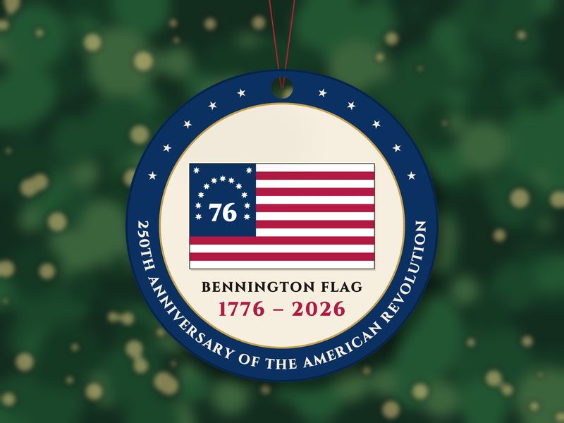 Bennington Flag Ornament: Spirit of 76 Two-Sided Metal Keepsake