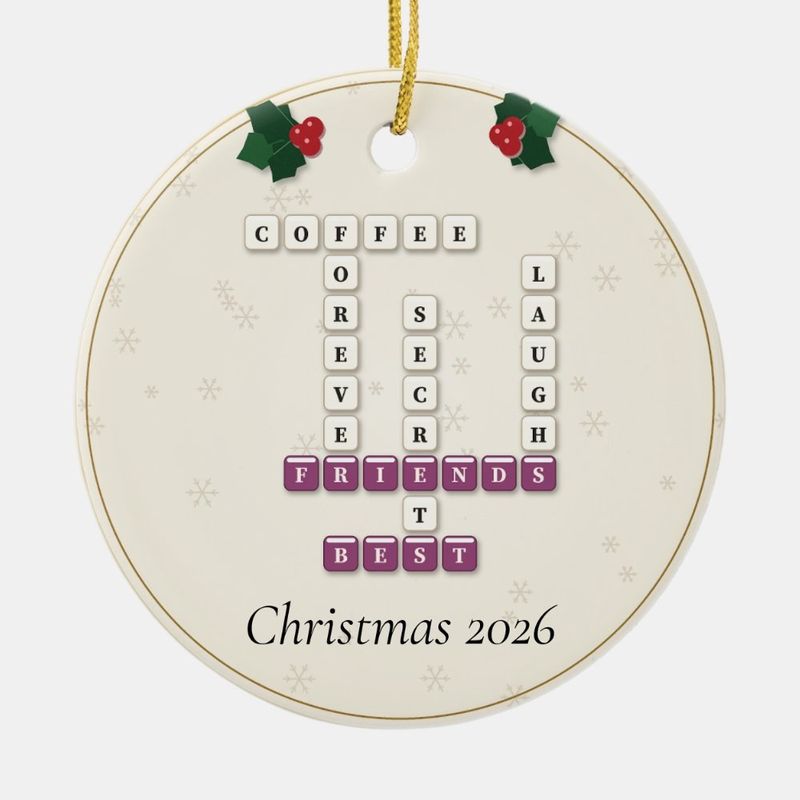 Best Friends Crossword Ornament, Personalized with the Year or a Name