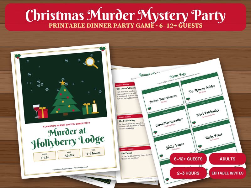 Murder at Hollyberry Lodge: Christmas Murder Mystery Party Game