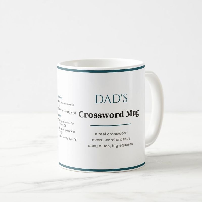 Dad's Crossword Mug with a Real Mini Crossword, Personalized