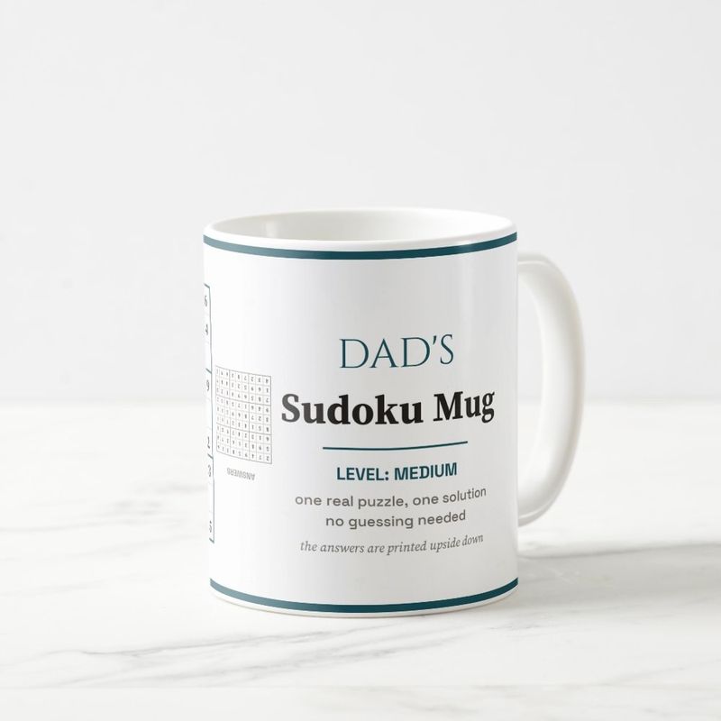 Dad's Sudoku Mug, Medium Level, with a Real Puzzle