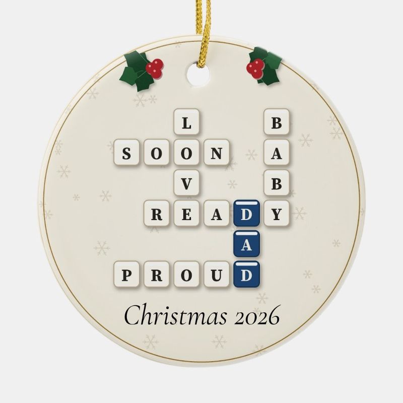 Dad to Be Crossword Ornament, Personalized with the Year or a Name