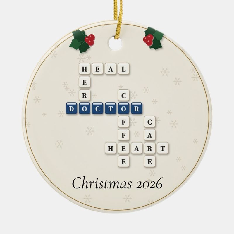 Doctor Crossword Ornament, Personalized with the Year or a Name