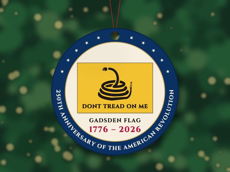 Gadsden Flag Ornament: Dont Tread on Me Two-Sided Metal Keepsake