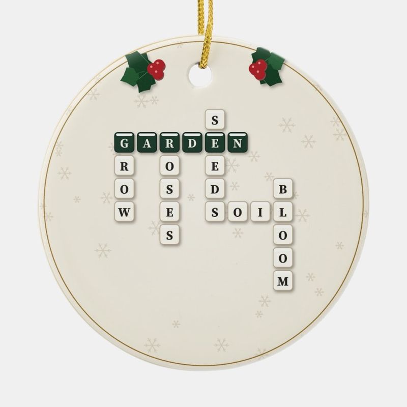 Gardener Crossword Ornament, Personalized with the Year or a Name