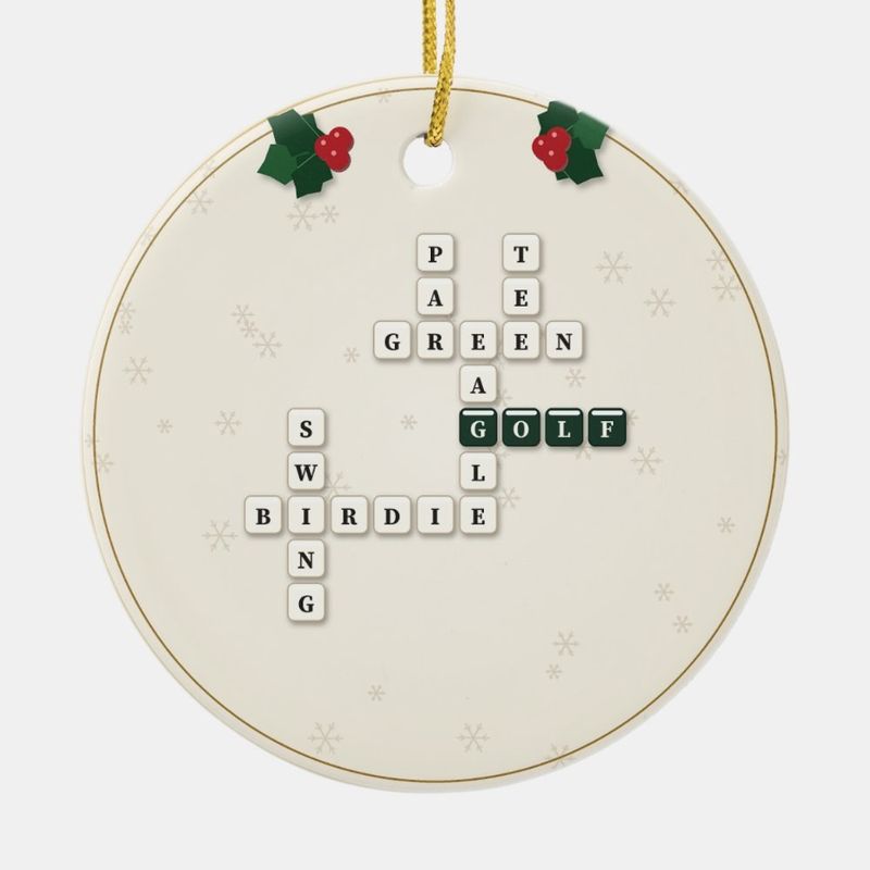 Golfer Crossword Ornament, Personalized with the Year or a Name