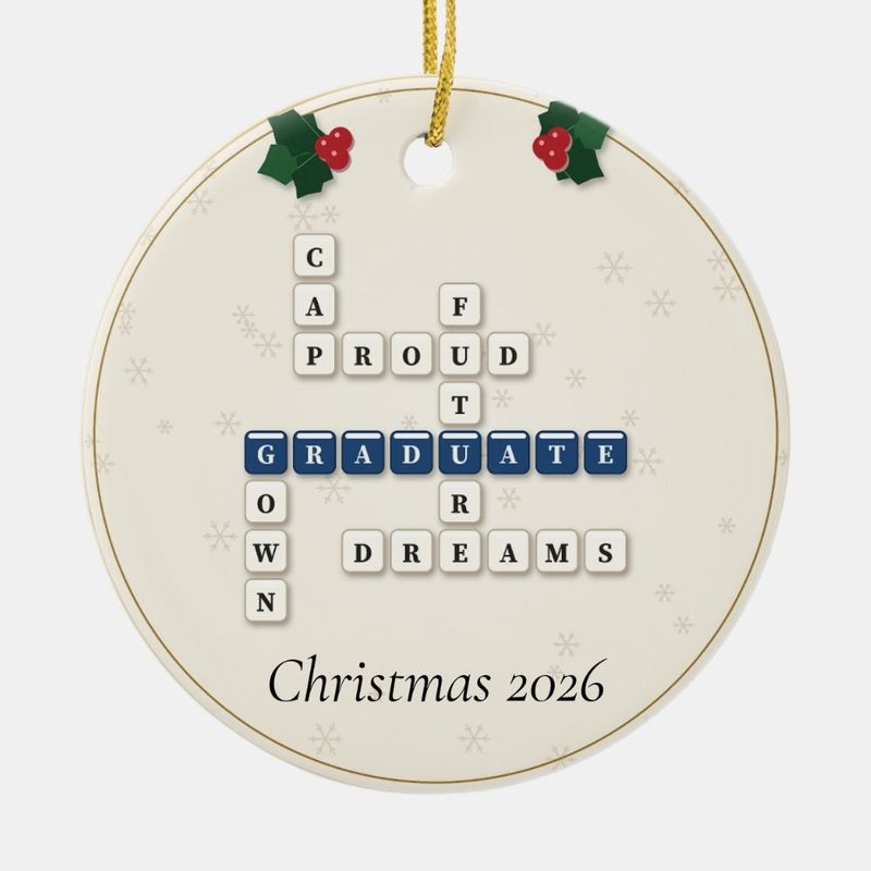 Graduate Crossword Ornament, Personalized with the Year or a Name