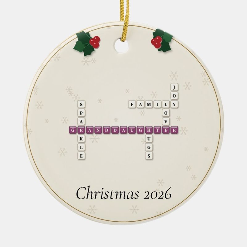 Granddaughter Crossword Ornament, Personalized with the Year or a Name