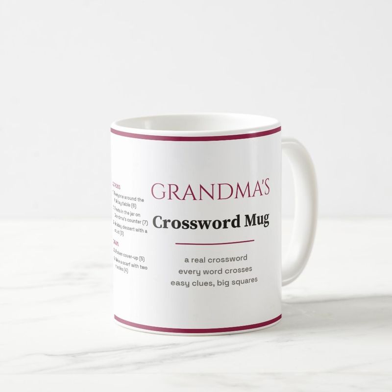Grandma's Crossword Mug with a Real Mini Crossword, Personalized