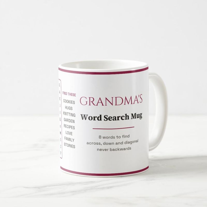 Grandma's Word Search Mug with a Real Puzzle, Personalized