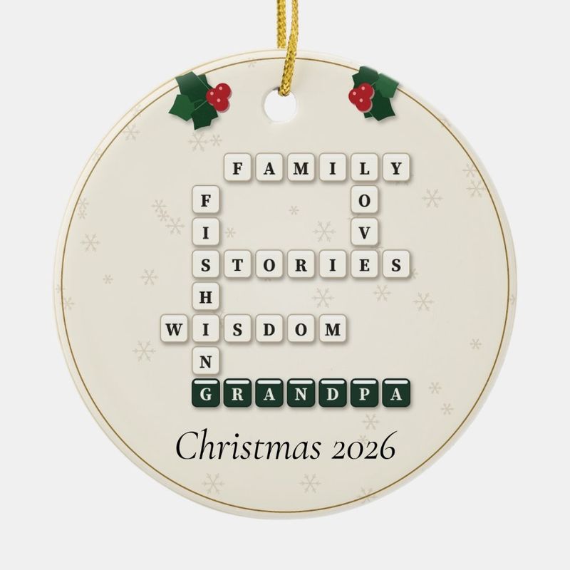 Grandpa Crossword Ornament, Personalized with the Year or a Name