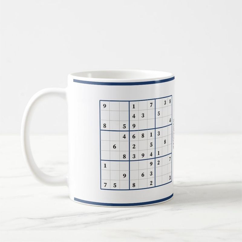 Grandpa's Sudoku Mug, Easy Level, with a Real Puzzle