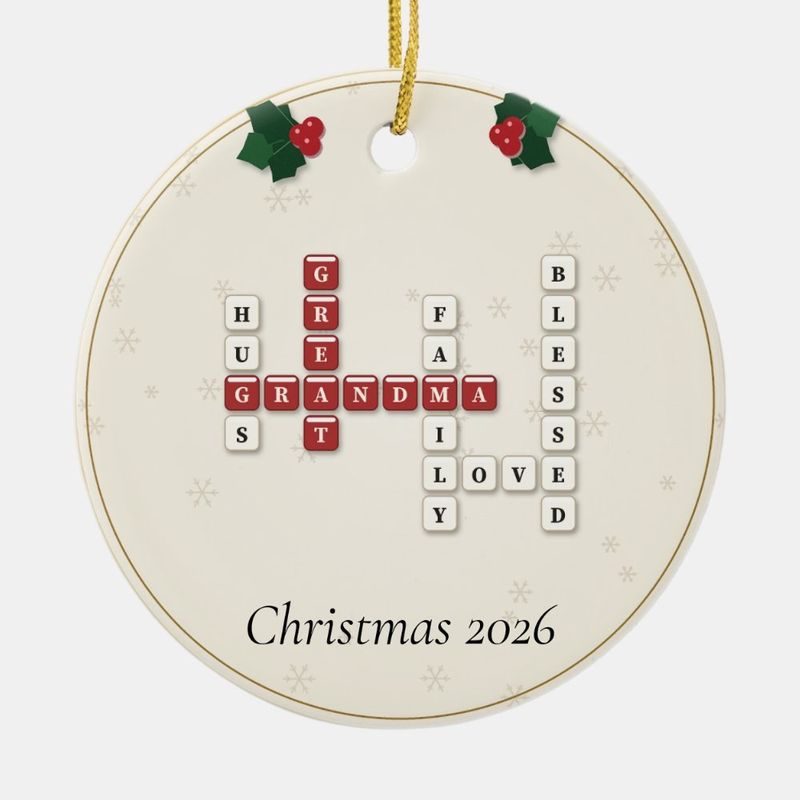 Great Grandma Crossword Ornament, Personalized with the Year or a Name