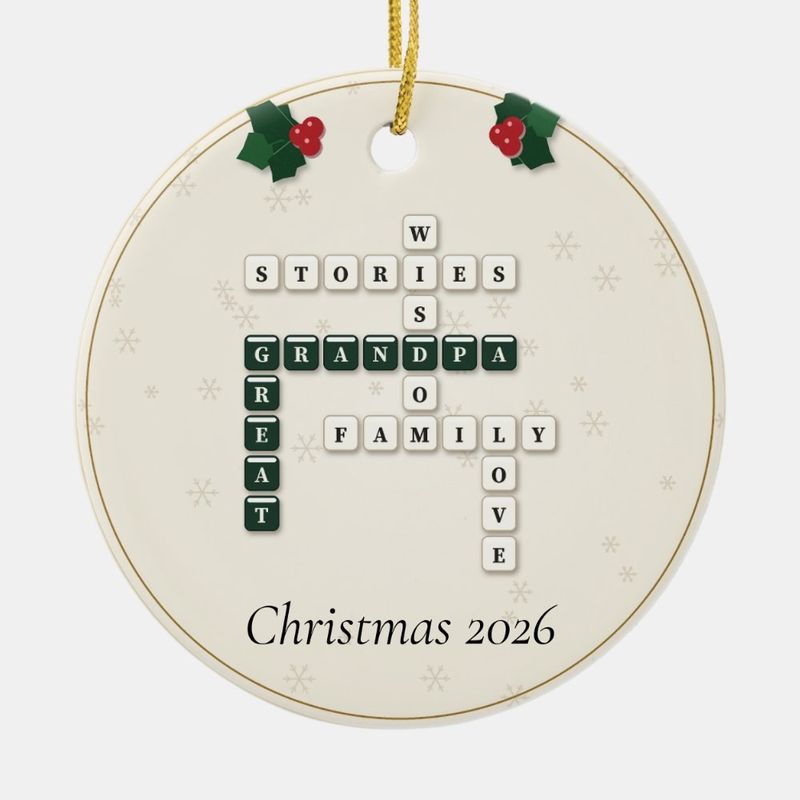 Great Grandpa Crossword Ornament, Personalized with the Year or a Name