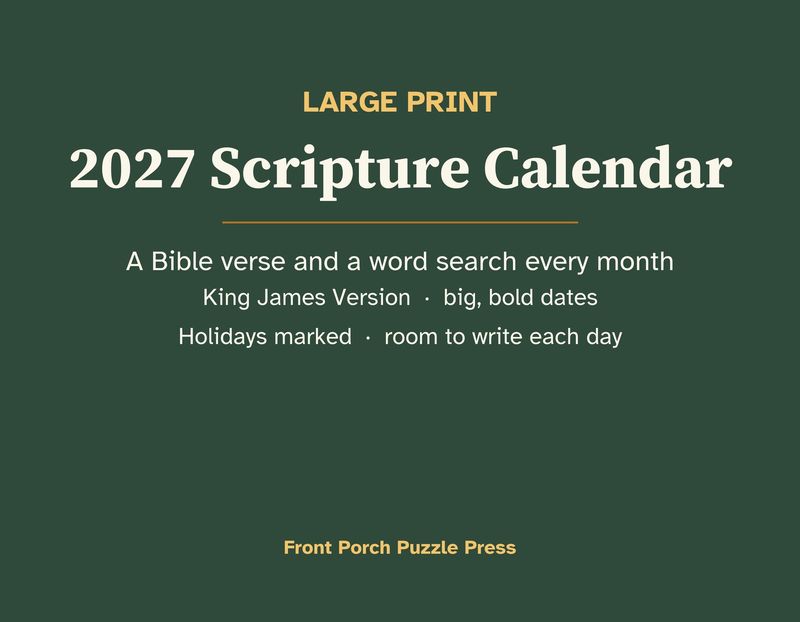 Large Print 2027 Scripture Wall Calendar: KJV Verse and Word Search