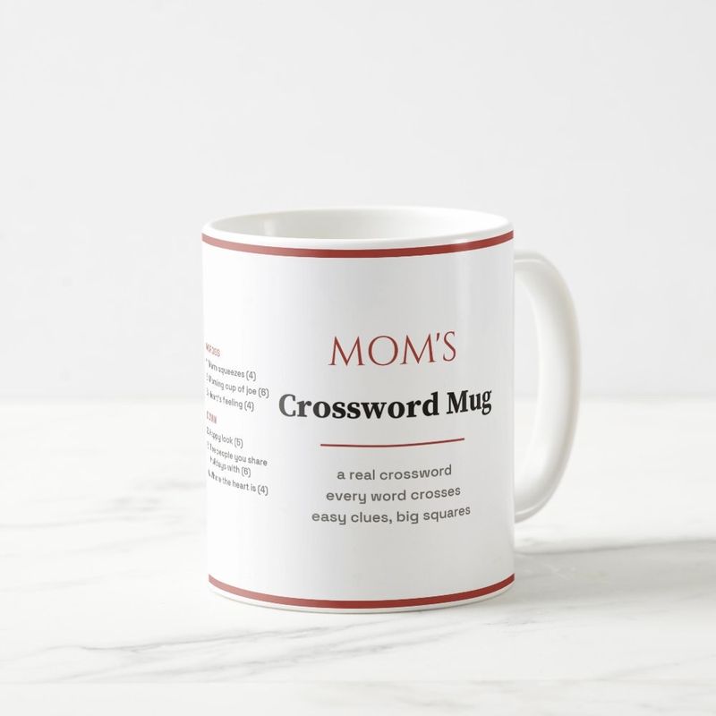 Mom's Crossword Mug with a Real Mini Crossword, Personalized