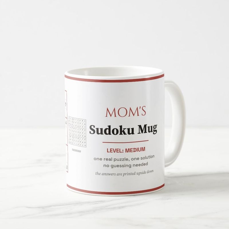 Mom's Sudoku Mug, Medium Level, with a Real Puzzle