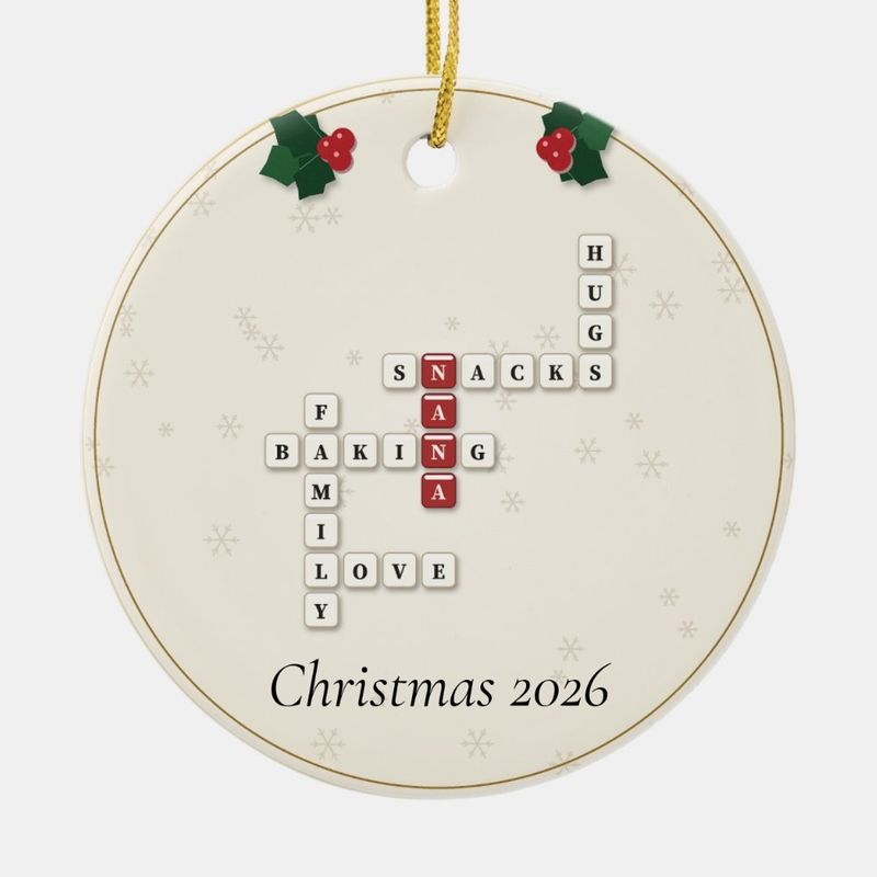 Nana Crossword Ornament, Personalized with the Year or a Name