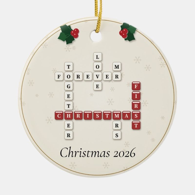 Our First Christmas Crossword Ornament, Personalized with the Year or a Name