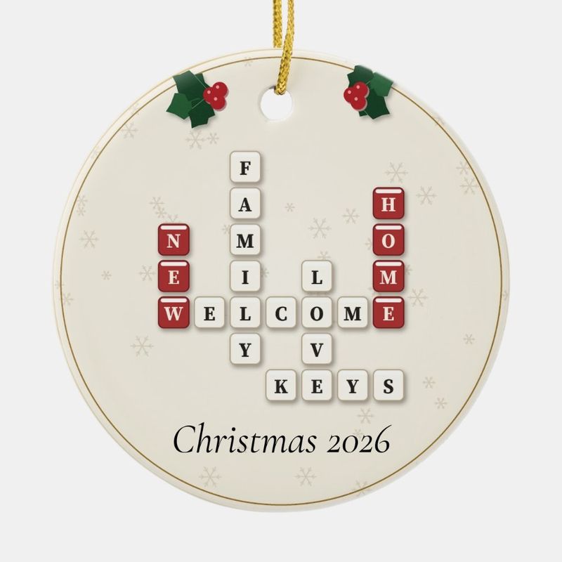 Our New Home Crossword Ornament, Personalized with the Year or a Name
