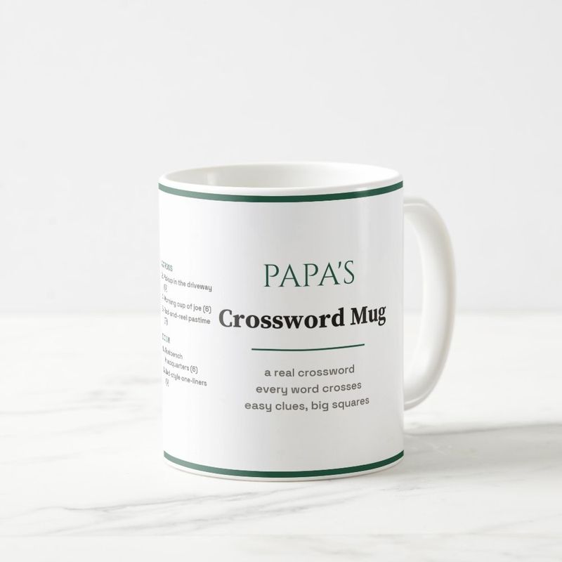 Papa's Crossword Mug with a Real Mini Crossword, Personalized