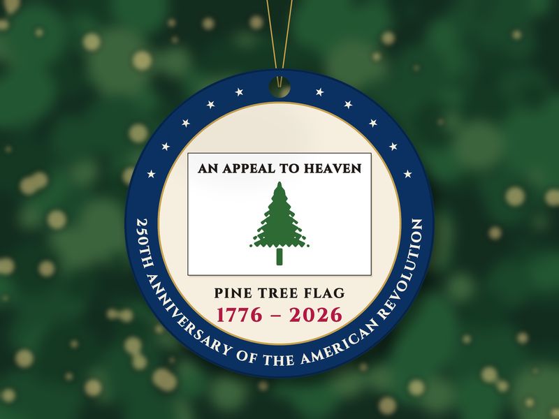 Pine Tree Flag Ornament: An Appeal to Heaven Ceramic Christmas Keepsake
