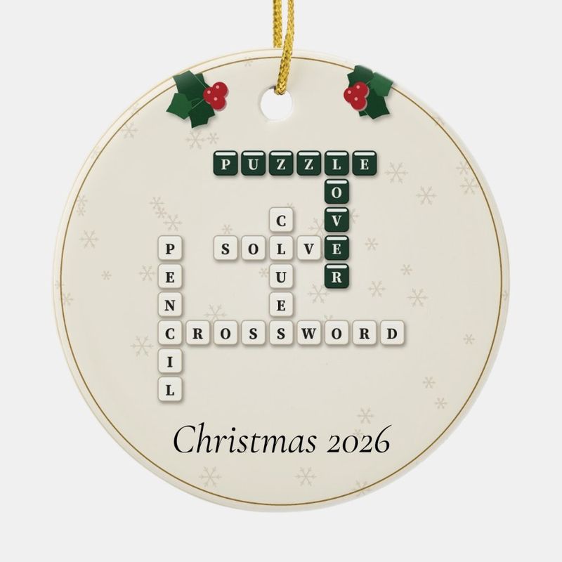 Puzzle Lover Crossword Ornament, Personalized with the Year or a Name