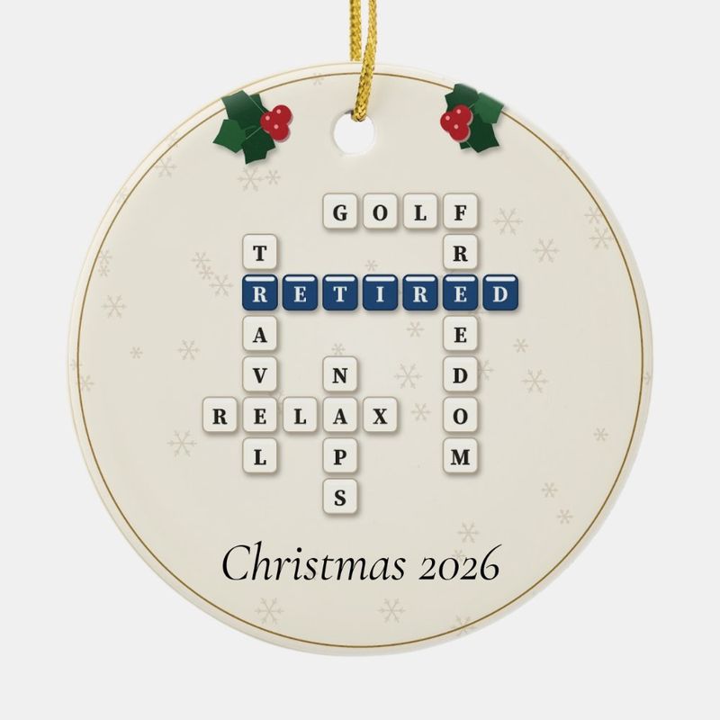 Retired Crossword Ornament, Personalized with the Year or a Name