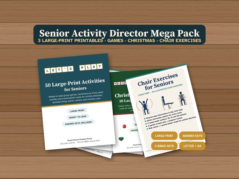 Senior Activity Director Pack: Large Print Games, Christmas Activities & Chair Exercises