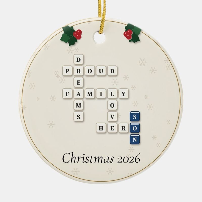 Son Crossword Ornament, Personalized with the Year or a Name