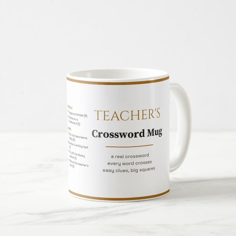 Teacher's Crossword Mug with a Real Mini Crossword, Personalized