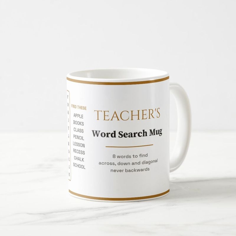 Teacher's Word Search Mug with a Real Puzzle, Personalized
