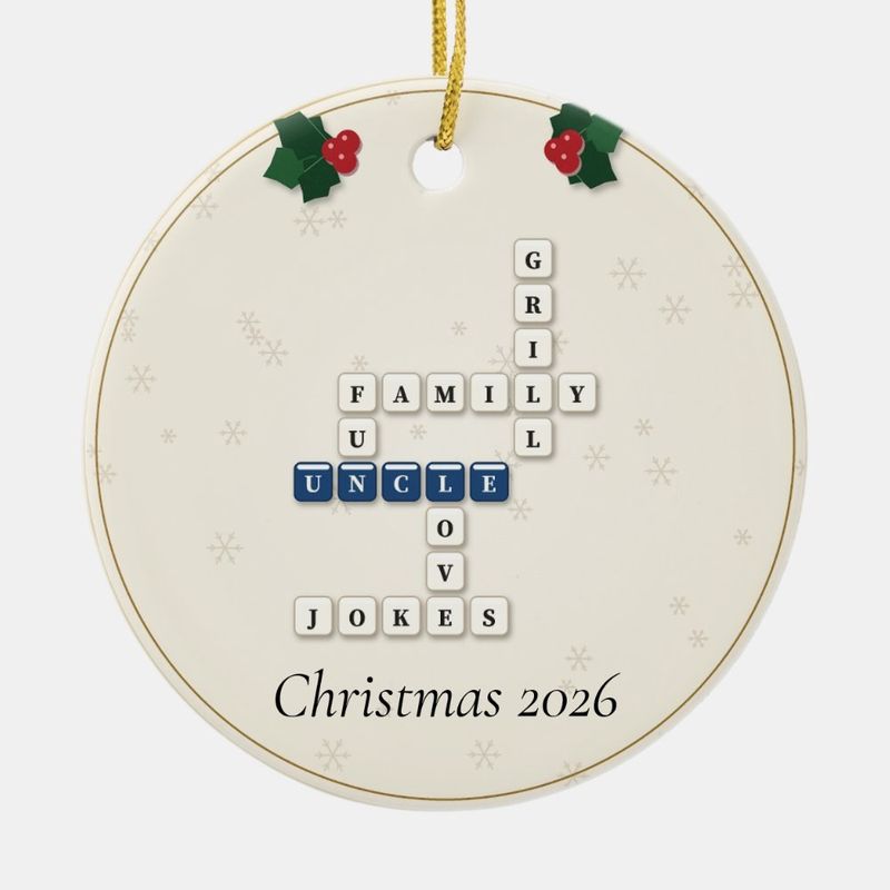Uncle Crossword Ornament, Personalized with the Year or a Name
