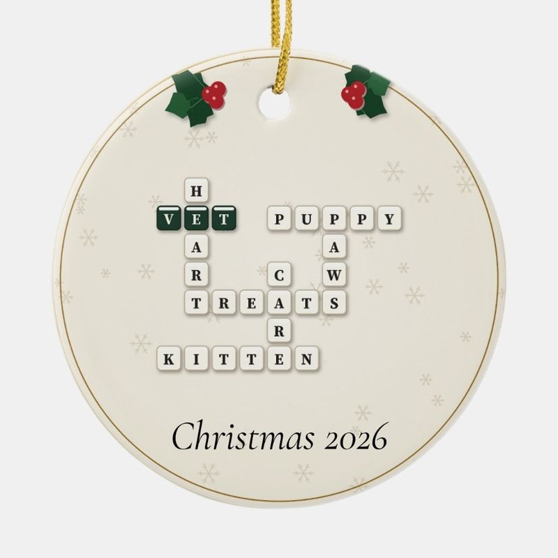 Veterinarian Crossword Ornament, Personalized with the Year or a Name