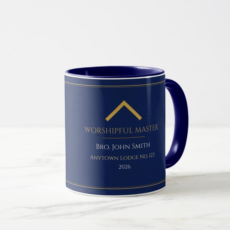 Worshipful Master 2026 Mug, Personalized with Name and Lodge